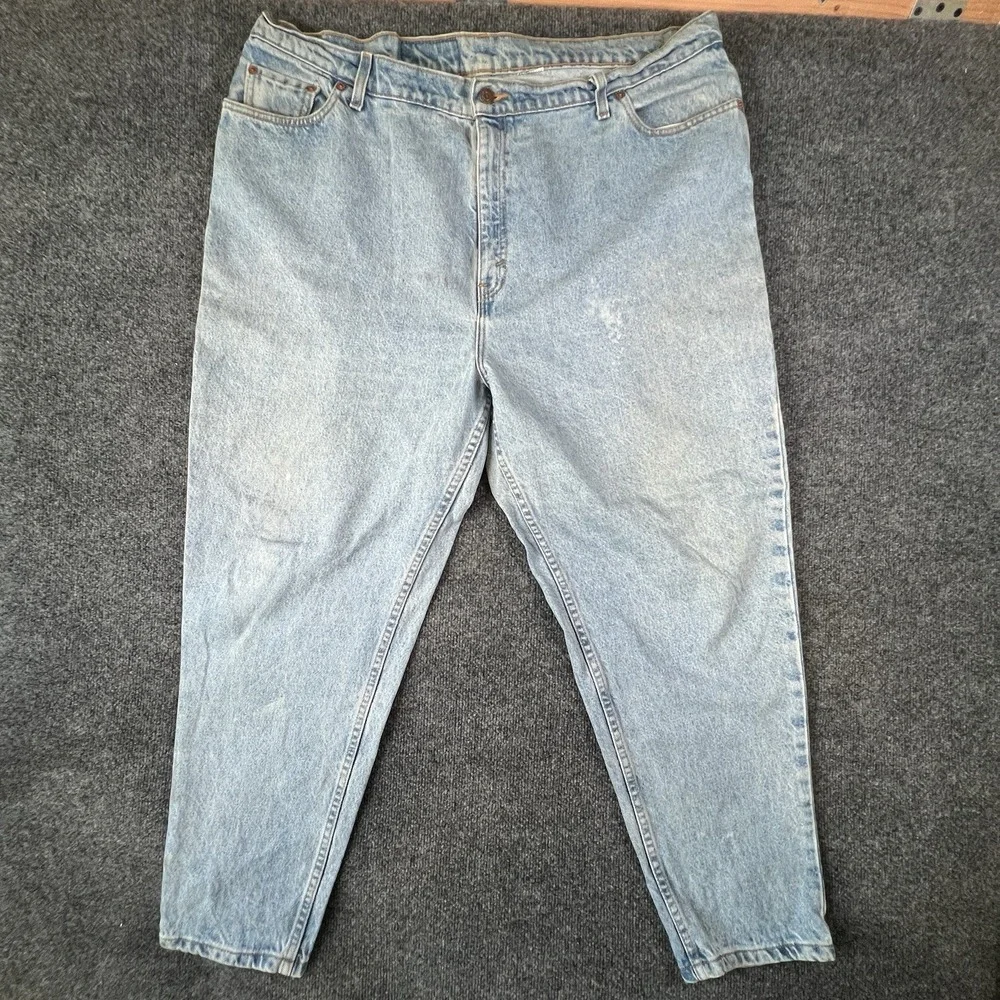 Levi's 522 Tapered Fit Jeans Light Wash Vintage USA 90s High Rise 42x28‎ READ